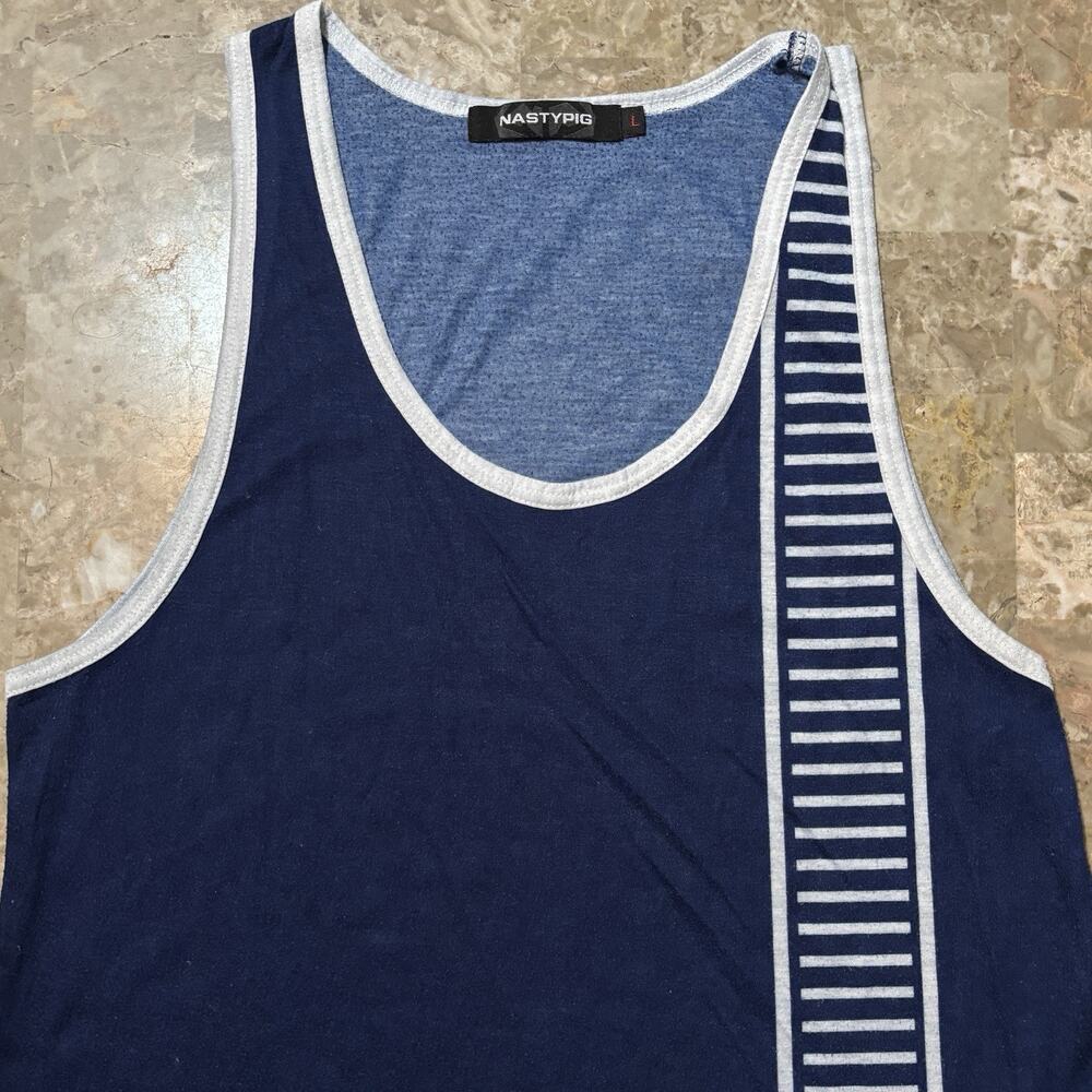 Nasty Pig Tank Top Mens Large Blue Varsity Basketball Sleeveless Gym